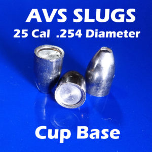 .254 2S Ogive CUP 25 Caliber Slugs - Hollow Point (28 to 48 Grains) 100 count