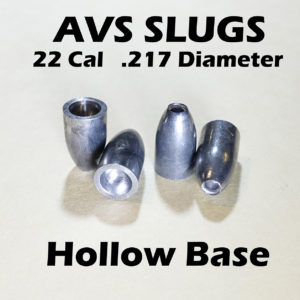 .217 Diameter HOLLOW BASE 22 Caliber Slug -  Hollow Point (20 to 34 Grains) 100 count