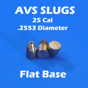 .2553 Diameter FLAT BASE 25 Caliber Slugs - Hollow Point (34 to 48 Grains) 100 count