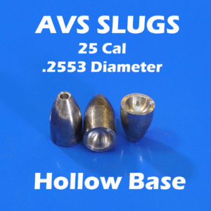.2553 Diameter HOLLOW Base 25 Caliber Slugs - Hollow Point (30 to 48 Grains) 100 count