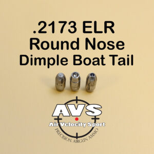 .2173 ELR ROUND NOSE DBT (Dimple Boat Tail) (22 Caliber Slugs) – HP/Solid Nose (26 to 46 Grains) 100 count
