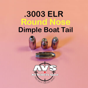 .3003 ELR DBT (Dimple Boat Tail) BASE 30 Caliber Slugs - HP/Solid Nose (70 to 130 Grains) 100 count
