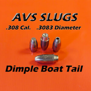 .3083 2S Ogive DBT (Dimple Boat Tail) BASE 30 Caliber Slugs - HP/Solid Nose (85 to 135 Grains) 100 count
